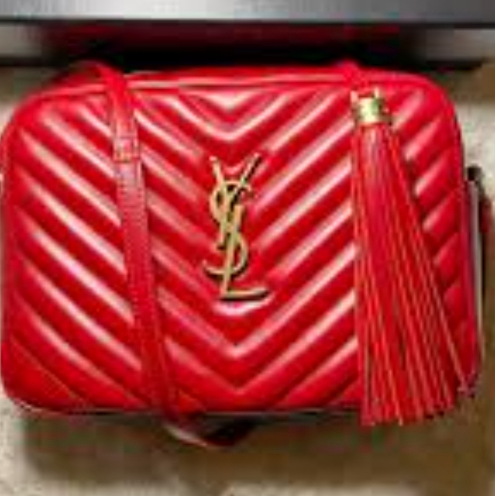 Yves Saint Laurent Red Chevron Crossbody Bag